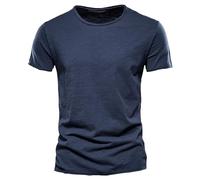 Manches Courtes en Coton Bambou pour Hommes T-Shirt Muscle Doux et Confortable col en V Casual Slim Sport Plage t-Shirt
