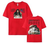 Manches Courtes en Pur Coton Chanteur Lauren Spencer Smith Manches Courtes T-Shirt Tendance Style Streetwear Rétro T-Shirt De Sport Hommes Et Femmes XS-3XL-Red||3X_l