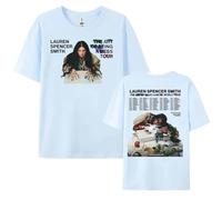 Manches Courtes en Pur Coton Chanteur Lauren Spencer Smith Manches Courtes T-Shirt Tendance Style Streetwear Rétro T-Shirt De Sport Hommes Et Femmes XS-3XL-Light Blue||3X_l