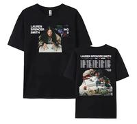 Manches Courtes en Pur Coton Chanteur Lauren Spencer Smith Manches Courtes T-Shirt Tendance Style Streetwear Rétro T-Shirt De Sport Hommes Et Femmes XS-3XL-Black||3X_l