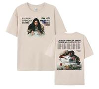 Manches Courtes en Pur Coton Chanteur Lauren Spencer Smith Manches Courtes T-Shirt Tendance Style Streetwear Rétro T-Shirt De Sport Hommes Et Femmes XS-3XL-Khaki||x_l