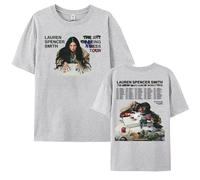 Manches Courtes en Pur Coton Chanteur Lauren Spencer Smith Manches Courtes T-Shirt Tendance Style Streetwear Rétro T-Shirt De Sport Hommes Et Femmes XS-3XL-Grey||x_s