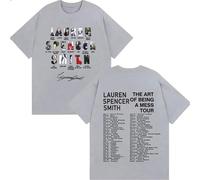 Manches Courtes en Pur Coton T-Shirt Chanteur Lauren Spencer Smith Impression Recto Verso Manches Courtes De Sport Hommes Et Femmes Cosplay XS-3XL-Grey||x_s