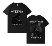 Manches Courtes en Pur Coton T-Shirt Style Ample Oversize Haut De Sport Chanteur Merch Imprimé Manches Courtes Hommes Et Femmes XS-3XL-Black||l