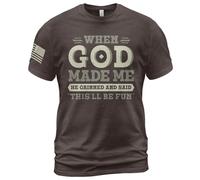 Manches Courtes Quand Dieu A Créé, Drôle, Drapeau Américain, Christianisme Sportswear Confortable T-Shirts De Sport Classics T-Shirt pour Outdoo Randonnée Running L