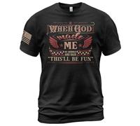 Manches Courtes Quand Dieu A Créé, Drôle, Drapeau Américain, Christianisme T-Shirt Classics T-Shirts De Sport Crew Neck Tee Shirt pour Outdoo Running Randonnée 3XL