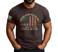 Manches Courtes Quand Dieu A Créé, Drôle, Drapeau Américain, Christianisme Tee Shirt Classics T-Shirt Durable T-Shirts De Sport pour Workout Outdoo Randonnée XXL