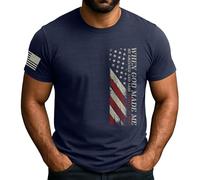 Manches Courtes Quand Dieu A Créé, Drôle, Drapeau Américain, Christianisme Tee Shirt Durable Sportswear Confortable T-Shirt pour Randonnée Outdoo Running M