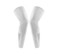Manches de Compression de Jambes Manchons de jambe Compression sur toute la longueur, 1 paire, respirants, antidérapants, for sport, conception bande réfléchissante, Protection UV(White,L)