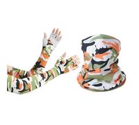 Manches de protection solaire d'extérieur à séchage rapide, soie glacée hautement élastique - Camouflage orange