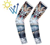Manches de tatouage temporaire | Manches de protection solaire dissipation thermique - Les manchons de bras de protection solaire incluent Koi, Dragon, Tigre, bête mythique, manchons de couverture de