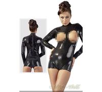 Manches Longues Latex Body à Col Haut Ouvert Noir