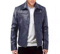Manches Longues Veste Slim Fit Personnalité Tendance Veste En Faux Cuir Homme Casual Beau Gosse Mode Transitionveste Jeunesse All-Match Rétro Motoveste C-Royal Blue XL