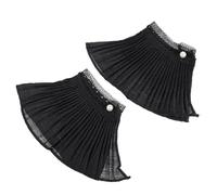 Manches Plissées en Dentelle Noir, 1 Paire, Chiffon pour Robe | Décoration Élégante et Pratique, Finition Solide, pour Manteau et Tenue Féminine, Style Simple