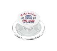 Manchester Angleterre Royaume-Uni Est. 87 Rouge et Bleu Vieilli PopSockets PopGrip pour MagSafe