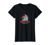 Manchester-by-The-Sea Massachusetts Voilier Coucher de Soleil T-Shirt Graphique avec Valeur