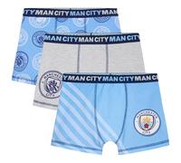 Manchester City F.C. Boxers Garçon, Confortables et Respirants, Lot de 3 - Cadeau Foot Enfant et Ado (Bleu, 9-10 Ans)