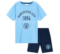 Manchester City F.C. Ensembles Pyjama Court Garcon, Doux Respirant Pyjama Foot (Bleu/Marine, 11-12 Ans)