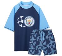 Manchester City F.C. Maillot de Bain Enfant Garcon Ensemble avec Short et Haut de Maillot de Bain Tenue de Plage (11-12 Ans, Bleu Marine)