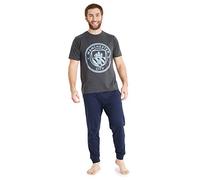 Manchester City F.C. Pyjama Long Homme, T-Shirt et Pantalon Long - Cadeau Homme (Gris, 2XL)