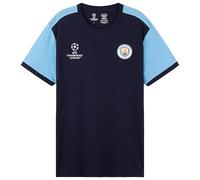 Manchester City F.C. Tee Shirt Homme, Manches Courtes Col Ras du Cou T Shirt (Bleu Marine, M)