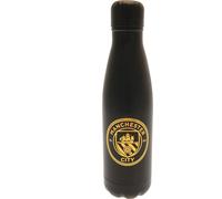 Manchester City FC - Bouteille thermos, blason TA10974 (26 cm x 7 cm) (Noir/Or)