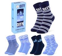 Manchester City FC Chaussettes Garçon - Lot de 5 Paires de Chaussettes Enfant Douces et Respirantes (Bleu, 9-13 Ans, 36-40 EU)