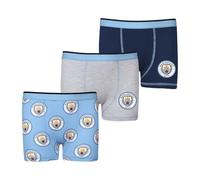 Manchester City FC Lot de 3 boxers pour garçons | Cadeaux Man City pour garçons | Multipack sous-vêtements Marchandises 9-10 ans Bleu, bleu, 9-10 Years