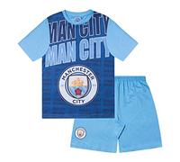Manchester City FC Officiel - Ensemble de Pyjama Court thème Football - garçon - Bleu Marine - 12-13 Ans