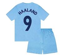 MANCHESTER CITY FC Officiel - Ensemble de Pyjama Court thème Football - garçon - Bleu Marine/Haaland 9-8-9 Ans
