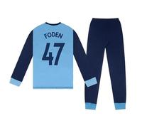 Manchester City FC Officiel - Pyjama Long thème Football - garçon - imprimé Effet Sublimation - Bleu Ciel Foden - 13-14 Ans