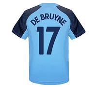 Manchester City FC Officiel - T-Shirt pour Entrainement de Football - Polyester - garçon - Bleu Ciel/Blason/De Bruyne 17-8-9 Ans