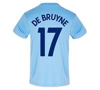 Manchester City FC Officiel - T-Shirt pour Entrainement de Football - Polyester - Homme - Bleu Ciel/col en V/De Bruyne 17 - Small