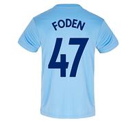 Manchester City FC Officiel - T-Shirt pour Entrainement de Football - Polyester - Homme - col en V Bleu Ciel/Foden 47 - S