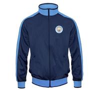 Manchester City FC officiel - Veste de survêtement thème football - style rétro - garçon - Bleu marine - 8-9 ans