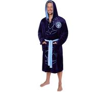 Manchester City FC Peignoir Homme et Ado, Robe de Chambre Homme Polaire Douce à Capuche, Ligue des Champions, Idée Cadeau (XL, Navy)