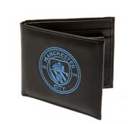 Manchester City FC Portefeuille brodé officiel, Noir, Contemporain, 5 cartes, Poche à monnaie avec bouton-pression