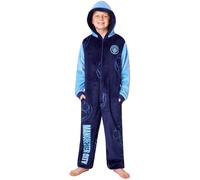 MANCHESTER CITY FC Pyjama Garcon et Ado 5-14 Ans, Combinaison Polaire Football, Grenouillere Enfant Noel, Cadeau pour Gamer (13-14 Ans, Bleu)