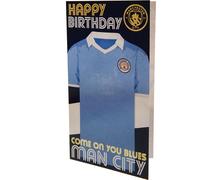Manchester City FC - Rétro - Carte d'Anniversaire TA11257 (22 cm x 12 cm) (Bleu Ciel/Or/Blanc)