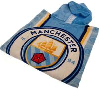 Manchester City FC - Serviette à capuche pour enfants TA9503 (taille unique) (bleu ciel/blanc/or)