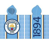 Manchester City FC - serviette avec capuche, coton, logo AG2474 (110 cm x 55 cm) (bleu/blanc/or)
