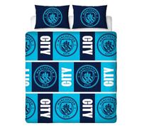Manchester City FC Double Set Housse de Couette 2-in-1 Bleu Flashy 100% Officiel