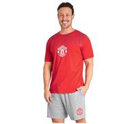 Manchester United F.C Pyjama Short Homme Ensemble de 2 Pièces - Pyjashort Homme de Nuit (Rouge/Gris, 3XL)