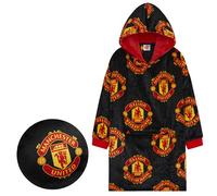Manchester United F.C. Sweat à Capuche Garçon Oversized, Poncho Douillet - Cadeau Garçon (Sweat à Capuche Noir/Coussin)