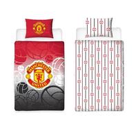 Manchester United FC Character World Parure de lit 1 Personne avec Housse de Couette réversible et taie d'oreiller Assortie Rouge