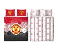 Manchester United FC Character World Parure de lit Double avec Housse de Couette réversible et taies d'oreiller Assorties Rouge