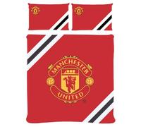 FOCO Parure de lit double avec housse de couette à rayures Motif Manchester United FC