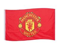 Manchester United FC Officiel - Drapeau thème Football - 152 x 91,4 cm - Rouge/Motif Rond