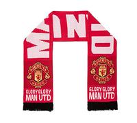 Manchester United FC officiel - Écharpe en tissu jacquard - thème football - Rouge Glory Glory