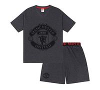 Manchester United FC Officiel - Ensemble de Pyjama Court thème Football - Homme - Gris/Blason - XL